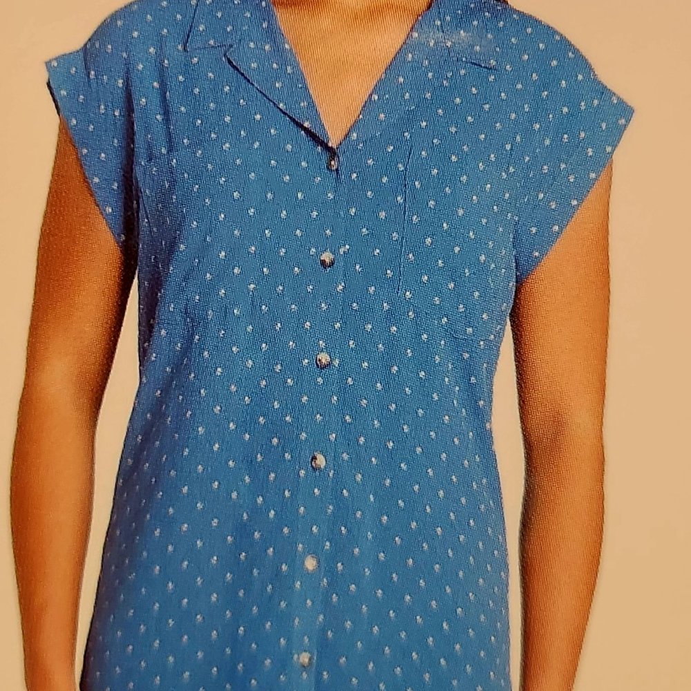 BRAND NEW JACHS GIRLFRIEND SHORT SLEEVE BLUE BLOUSE #1636